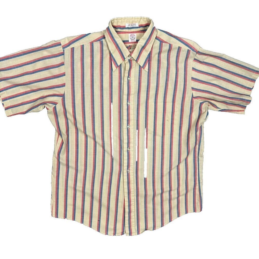 Vintage Donegal Traditional Short Sleeve Button Up Shirt Striped Large